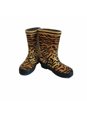 Rubber Boots Girls 10 Steel Flank Animal Print Winter Snow Boots Rain